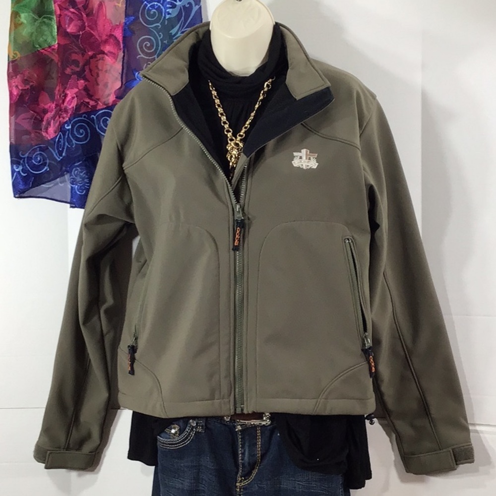 Oobe olive green zip front jacket M